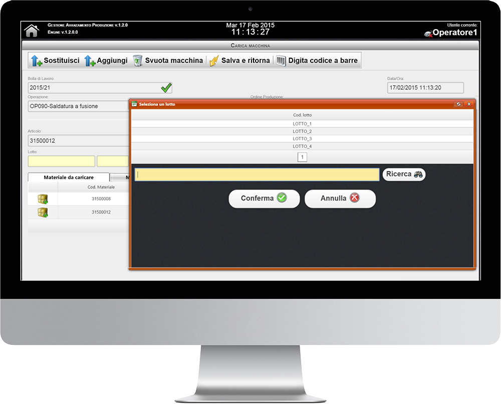 Clicca per ingrandire MES - Rilevamento e gestione dei dati di produzione